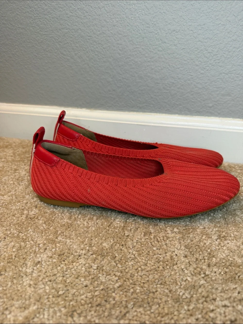 Everlane Day Glove Flats in Red Knit Ballet Flats Size 7 - Picture 3 of 8